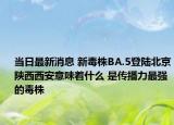 当日最新消息 新毒株BA.5登陆北京陕西西安意味着什么 是传播力最强的毒株