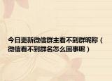 今日更新微信群主看不到群昵称（微信看不到群名怎么回事呢）