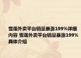 雪莲外卖平台销量暴涨199%详细内容 雪莲外卖平台销量暴涨199%具体介绍