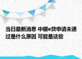当日最新消息 中银e贷申请未通过是什么原因 可能是这些