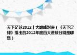 天下足球2012十大巅峰对决（《天下足球》播出的2012年度百大进球分别是哪些）