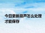 今日更新葫芦怎么处理才能保存
