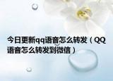 今日更新qq语音怎么转发（QQ语音怎么转发到微信）