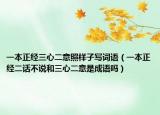 一本正经三心二意照样子写词语（一本正经二话不说和三心二意是成语吗）