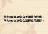 华为mate10怎么关闭缓存程序（华为mate10怎么清理应用缓存）