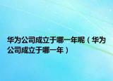 华为公司成立于哪一年呢（华为公司成立于哪一年）