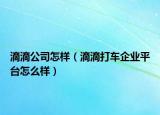 滴滴公司怎样（滴滴打车企业平台怎么样）