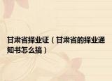 甘肃省择业证（甘肃省的择业通知书怎么搞）