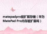matepadpro能扩展存储（华为MatePad Pro内存能扩展吗）