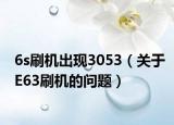 6s刷机出现3053（关于E63刷机的问题）