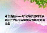 今日更新word表格每页都有表头 如何在Word表格中设置每页都有表头