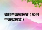 如何申请微粒贷（如何申请微粒贷）