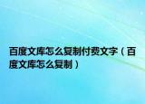 百度文库怎么复制付费文字（百度文库怎么复制）