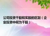 公司投资干股和实股的区别（企业投资中何为干股）