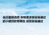 当日最新消息 审核要求低容易通过的小额贷款有哪些 这些容易通过
