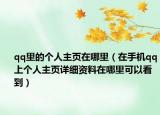 qq里的个人主页在哪里（在手机qq上个人主页详细资料在哪里可以看到）