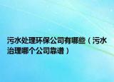 污水处理环保公司有哪些（污水治理哪个公司靠谱）