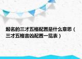 起名的三才五格配置是什么意思（三才五格吉凶配置一览表）
