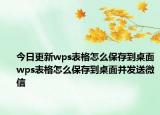今日更新wps表格怎么保存到桌面wps表格怎么保存到桌面并发送微信