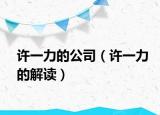 许一力的公司（许一力的解读）