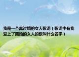 我是一个离过婚的女人歌词（歌词中有我爱上了离婚的女人的歌叫什么名字）