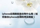 iphone应用数据备份有什么用（如何备份iphone应用程序及数据）