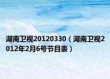 湖南卫视20120330（湖南卫视2012年2月6号节目表）
