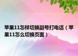 苹果11怎样切换副号打电话（苹果11怎么切换页面）