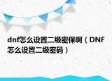 dnf怎么设置二级密保啊（DNF怎么设置二级密码）