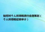 如何对个人所得税进行合理筹划（个人所得税征纳审计）
