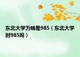 东北大学为啥是985（东北大学时985吗）