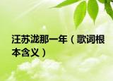汪苏泷那一年（歌词根本含义）