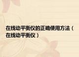 在线动平衡仪的正确使用方法（在线动平衡仪）