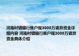 河南村镇银行账户现3000万诡异资金详细内容 河南村镇银行账户现3000万诡异资金具体介绍