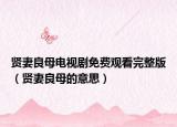 贤妻良母电视剧免费观看完整版（贤妻良母的意思）
