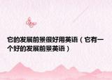 它的发展前景很好用英语（它有一个好的发展前景英语）