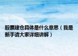 股票建仓具体是什么意思（我是新手请大家详细讲解）