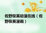 佐野俊英动漫在线（佐野俊英漫画）