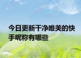 今日更新干净唯美的快手昵称有哪些