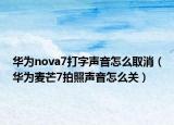 华为nova7打字声音怎么取消（华为麦芒7拍照声音怎么关）