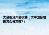 大合唱分声部歌曲（大中国合唱该怎么分声部?）