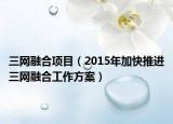 三网融合项目（2015年加快推进三网融合工作方案）
