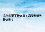 冯学华犯了什么事（冯学华能判什么刑）