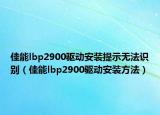 佳能lbp2900驱动安装提示无法识别（佳能lbp2900驱动安装方法）
