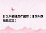 什么叫做经济诈骗罪（什么叫做经验宝宝）