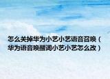 怎么关掉华为小艺小艺语音召唤（华为语音唤醒词小艺小艺怎么改）