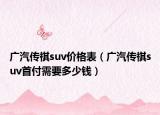 广汽传祺suv价格表（广汽传祺suv首付需要多少钱）