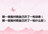 那一夜我对着自己开了一枪语录（那一夜我对着自己开了一枪什么歌）
