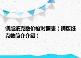 铜版纸克数价格对照表（铜版纸克数简介介绍）