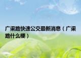 广渠路快速公交最新消息（广渠路什么梗）
